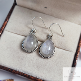 Natural Rainbow Moonstone Earring, Blue Fire Gemstone Fashion Earring, 925 Sterling Silver Dainty Earrings, Gift for Her, June Birthstone
